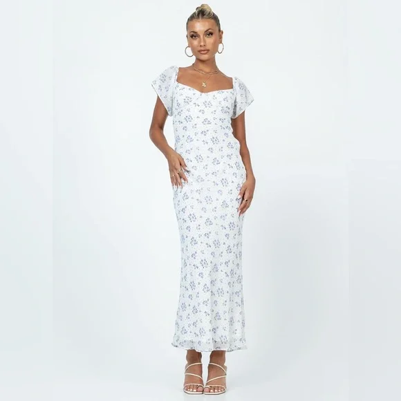 Princess Polly Hera Maxi Dress White Floral Sz 0 - Picture 1 of 10